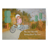 School Kaart-meisje met fiets (Voorkant Horizontaal)