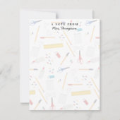 School Kantoor Crafts Levert Pattern Teacher Gift Notitiekaartje (Voorkant)
