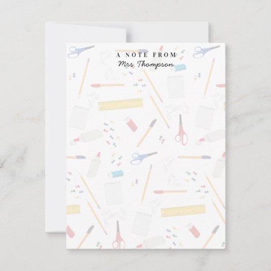 School Kantoor Crafts Levert Pattern Teacher Gift Notitiekaartje (Voorkant)