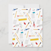 School Kantoor Crafts Levert Pattern Teacher Gift Notitiekaartje (Achterkant)