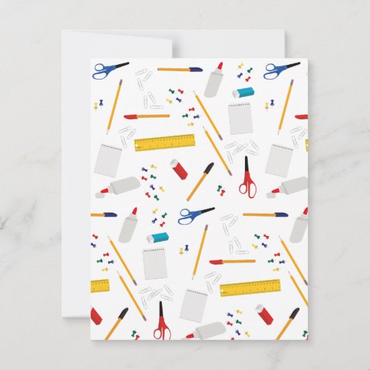 School Kantoor Crafts Levert Pattern Teacher Gift Notitiekaartje (Achterkant)