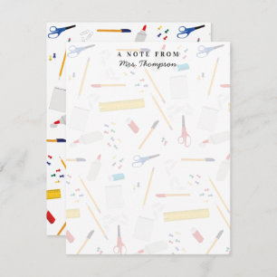 School Kantoor Crafts Levert Pattern Teacher Gift Notitiekaartje