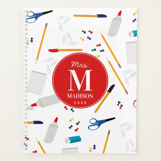 School Kantoor & Crafts Supplies Leraar Monogram Planner (Voorkant)