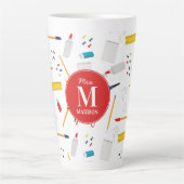 School Kantoor & Crafts Supplies Patroon Monogram Latte Mok (Voorkant)