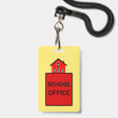 School Kantoor Hall Pass Badge (Voorkant met koord)