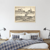 School, kerk, woonwijken, Yolo Co. Canvas Afdruk (Insitu (Slaapkamer))