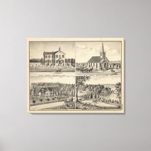 School, kerk, woonwijken, Yolo Co. Canvas Afdruk (Voorkant)