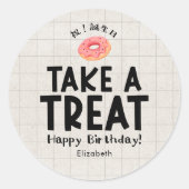 School Kids Birthday Treat Donut Kraft Ronde Sticker (Voorkant)