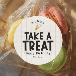 School Kids Birthday Treat Party Popper Kraft Ronde Sticker