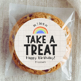 School Kids Birthday Treat Rainbow Kraft Ronde Sticker