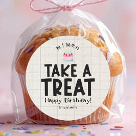 School Kids Treat Birthday Cake Kraft Ronde Sticker