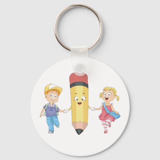 School Kinder en Happy Pencil Sleutelhanger (Voorkant)