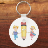 School Kinder en Happy Pencil Sleutelhanger (Voorkant)