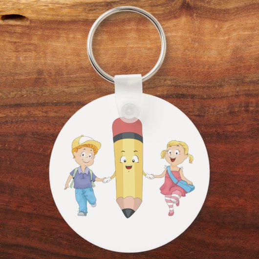 School Kinder en Happy Pencil Sleutelhanger (Voorkant)
