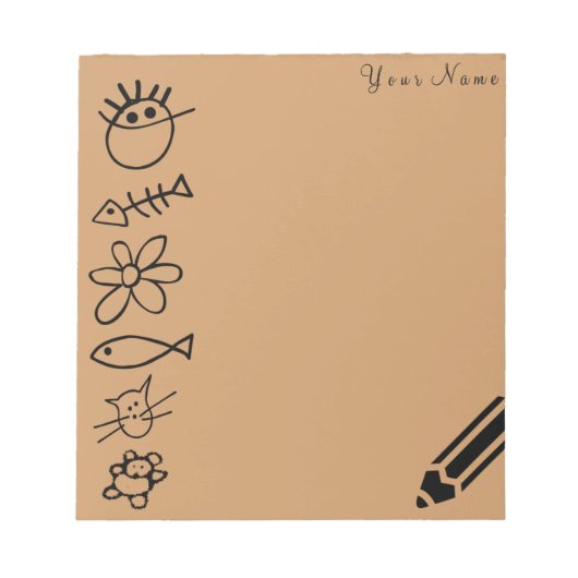 School Kinder Tekening Grappige Leraar Bruin Notitieblok (Voorkant)