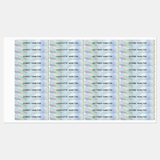 School Kinder Waterdichte Holografische Vette Naam Labels (Vel)