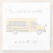 School Kinderen Bus Kerstmis Glazen Onderzetter (Achterkant)