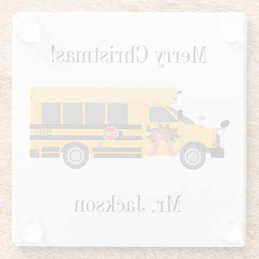 School Kinderen Bus Kerstmis Glazen Onderzetter (Achterkant)