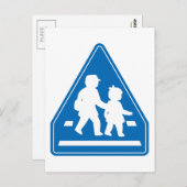 School Kinderkruising > Japans verkeersbord Briefkaart (Voorkant / Achterkant)