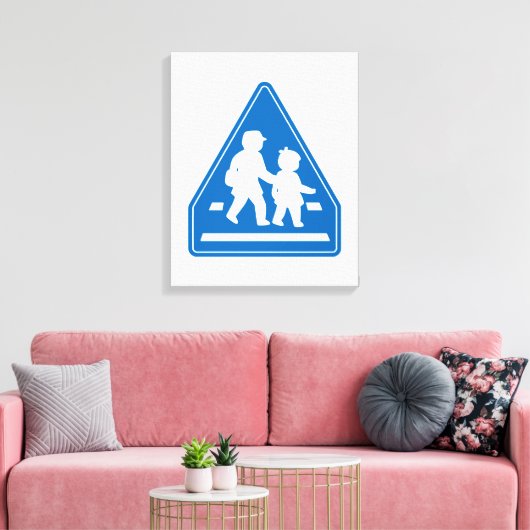 School Kinderkruising > Japans verkeersbord Canvas Afdruk (Insitu (Woonkamer))