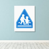 School Kinderkruising > Japans verkeersbord Canvas Afdruk (Insitu (Houten vloer))