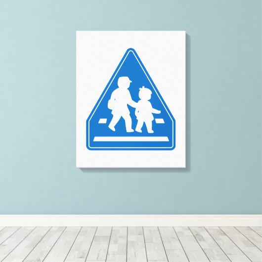 School Kinderkruising > Japans verkeersbord Canvas Afdruk (Insitu (Houten vloer))