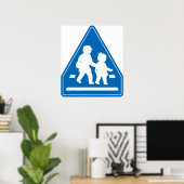 School Kinderkruising > Japans verkeersbord Poster (Thuiskantoor)