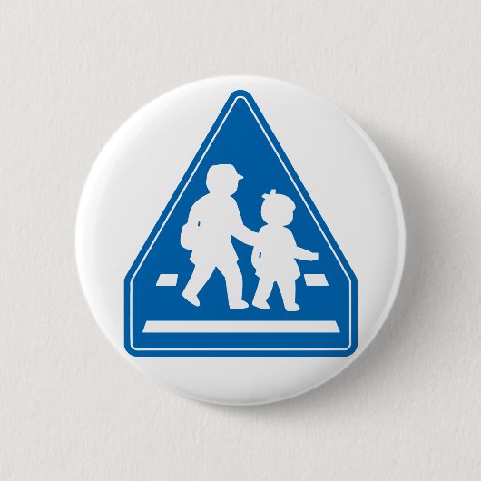 School Kinderkruising > Japans verkeersbord Ronde Button 5,7 Cm (Voorkant)