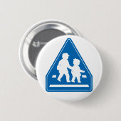 School Kinderkruising > Japans verkeersbord Ronde Button 5,7 Cm (Voorkant /achterkant)