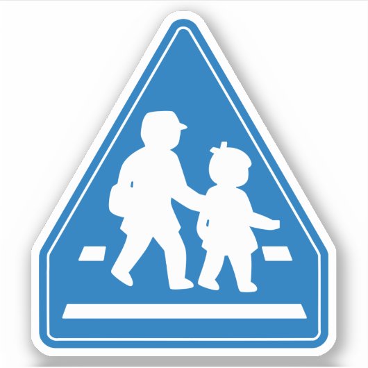 School Kinderkruising > Japans verkeersbord Sticker (Voorkant)
