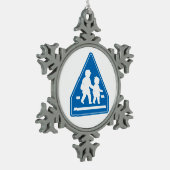 School Kinderkruising > Japans verkeersbord Tin Sneeuwvlok Ornament (Links)