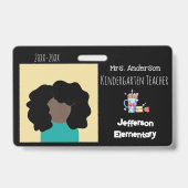 School - Kinderleidster Zwarte Foto ID Badge (Voorzijde)