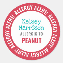 School Kinderopvang Allergie Alert Gepersonaliseer Ronde Sticker