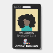 School-Kinderopvang Zwarte Verticale Foto ID Badge (Voorzijde)