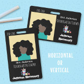 School-Kinderopvang Zwarte Verticale Foto ID Badge
