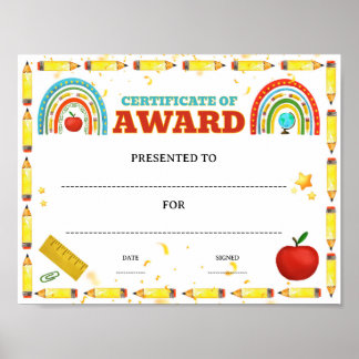 School klas prestatie award bewerkbaar poster