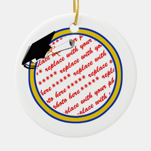 School Kleuren Blauw & Goud Afstuderen Keramisch Ornament (Voorkant)