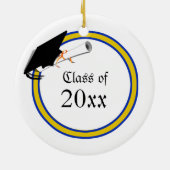 School Kleuren Blauw & Goud Afstuderen Keramisch Ornament (Achterkant)