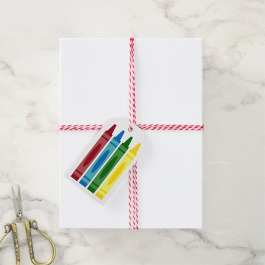 School kleurpotloden gepersonaliseerd cadeaulabel (Met Touw)