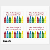 School kleurpotloden gepersonaliseerde bookplate rechthoekige sticker (Vel)