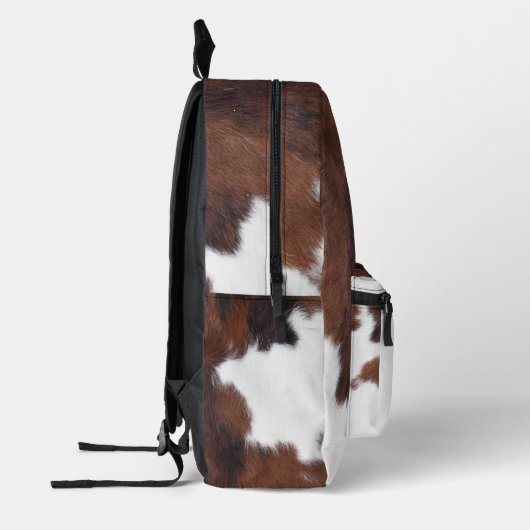 School Koe Bruin en Wit Koeienhuid Texturen Bedrukte Rugzak (Links)