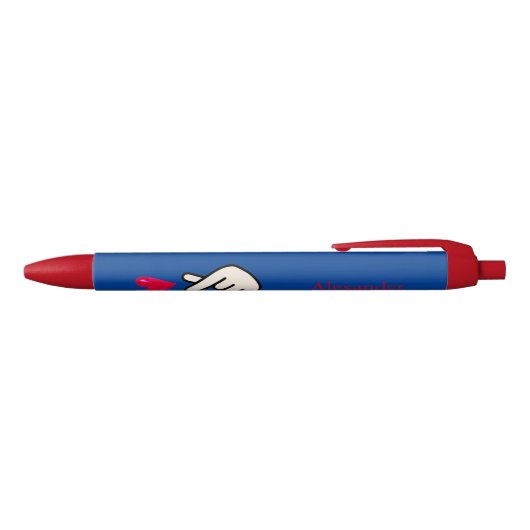 School Korean Kpop Blue Red Hand Heart Zwarte Inkt Pen (Bovenkant)