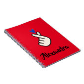 School Korean Kpop Red Blue Hand Heart Notitieboek (Rechterzijde)