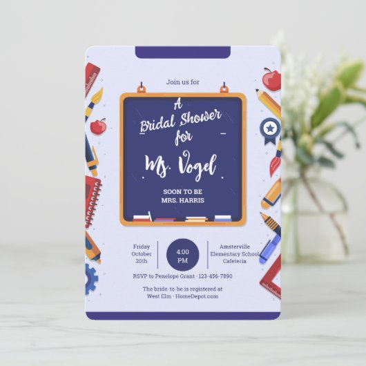 School krijtbord uitnodiging (Staand voorkant)