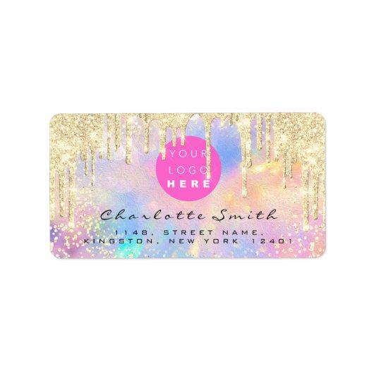 School Label Holograaf Unicorn Online Logo Roze (Voorkant)