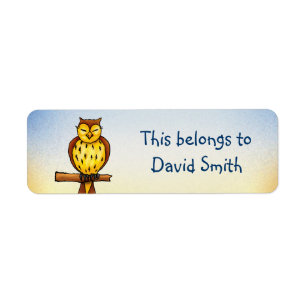 School Labels met wijze uil