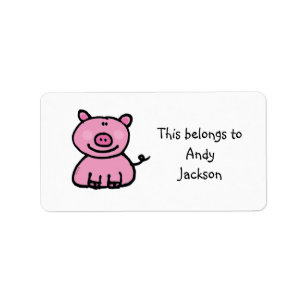 School Labels ( roze varken )