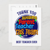 School Leerkracht Ouder TAG TEAM Briefkaart (Voorkant / Achterkant)