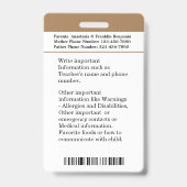 School Leerling Kind Pasfoto Identificatiekaart Badge (Achterkant)