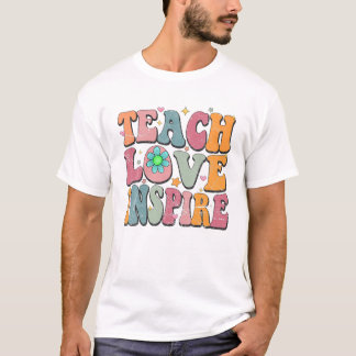 School Leert Liefde Inspireren Retro T-shirt